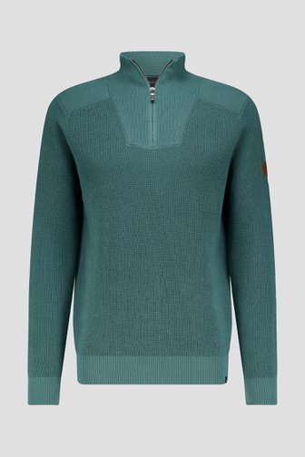 Pull vert-bleu avec fermeture éclair courte de Ravøtt pour Hommes