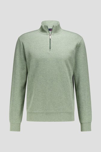 Le devant de Pull vert clair à demi-fermeture zippée de Dansaert Blue pour Hommes
