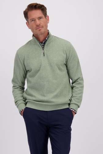 Le devant de Pull vert clair à demi-fermeture zippée de Dansaert Blue pour Hommes