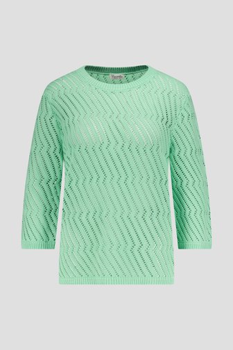 Pull vert clair avec tricot ajouré de Barbara Lebek pour Femmes