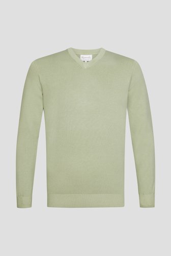 Le devant de Pull vert clair en maille à col V de Michaelis pour Hommes