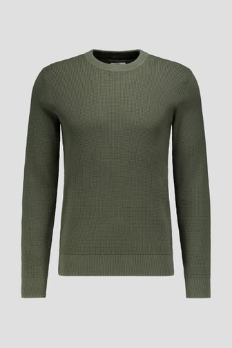 Pull vert en maille à col rond