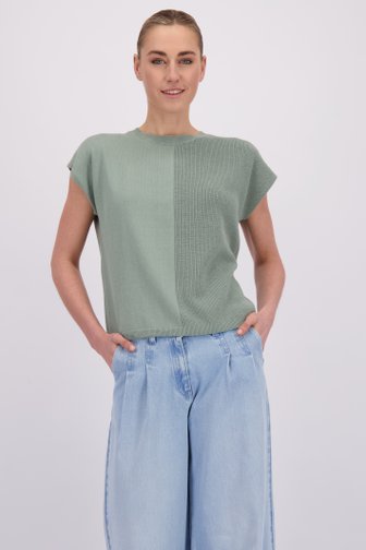Le devant de Pull vert en maille fine de Liberty Island pour Femmes