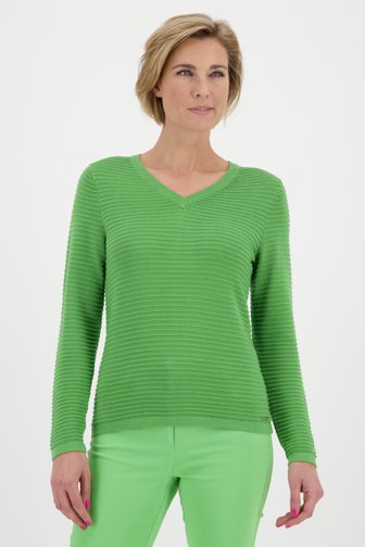 Pull vert en tissu côtelé de Claude Arielle pour Femmes