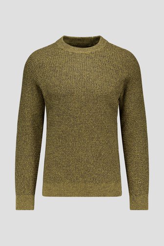 Pull vert-jaune mélangé avec col rond, male, Marque: Ravøtt