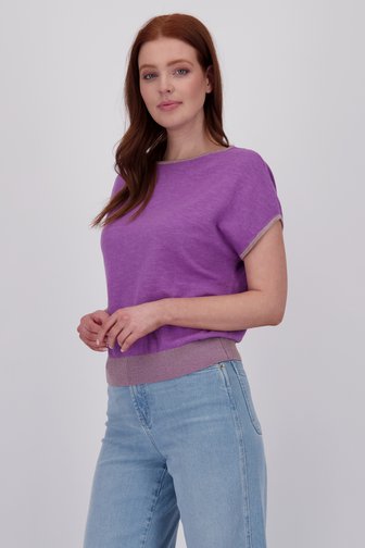 Pull violet à manches courtes coupées de Libelle pour Femmes