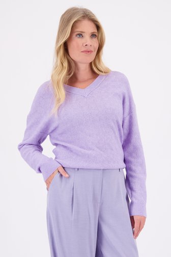 Le devant de Pull violet clair avec col en V de Liberty Loving nature pour Femmes
