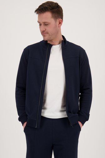 Pull zippé bleu foncé de Liberty Island pour Hommes