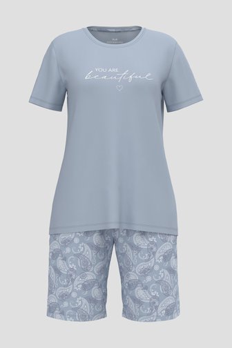 Pyjama bleu clair avec T-shirt et short de Liberty Island pour Femmes