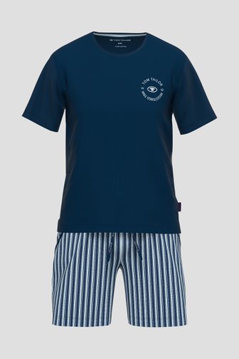 Le devant de Pyjama bleu foncé avec T-shirt et short de Tom Tailor pour Hommes