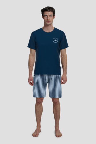 Le devant de Pyjama bleu foncé avec T-shirt et short de Tom Tailor pour Hommes