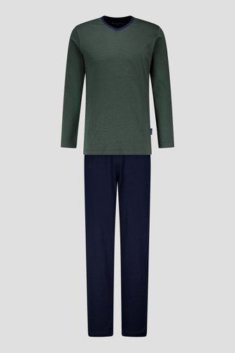Pyjama vert foncé avec manches longues et pantalon de Tom Tailor pour Hommes
