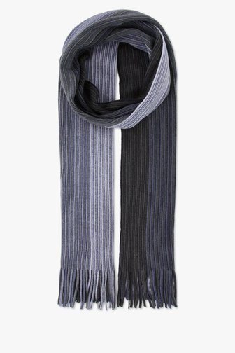 Ribgebreide sjaal in blauw en grijs van Michaelis voor Heren