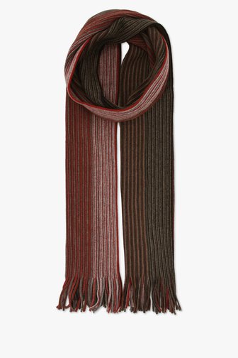 Ribgebreide sjaal in bordeaux en grijs	 van Michaelis voor Heren