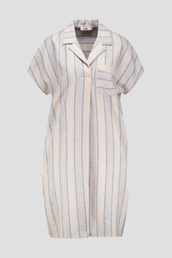 Robe à carreaux beige avec col en V de Libelle pour Femmes