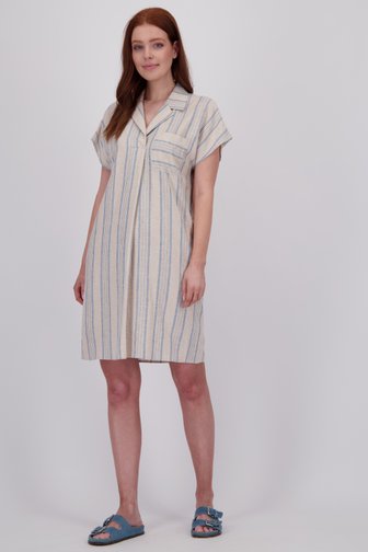 Robe à carreaux beige avec col en V de Libelle pour Femmes