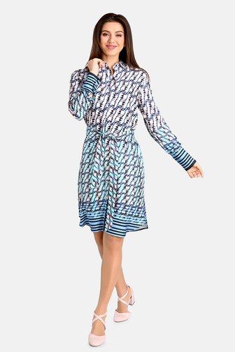 Robe beige à motif tie-dye bleu de Bicalla pour Femmes