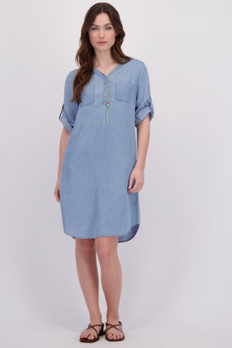 Le devant de Robe bleu clair à col en V de Geisha pour Femmes