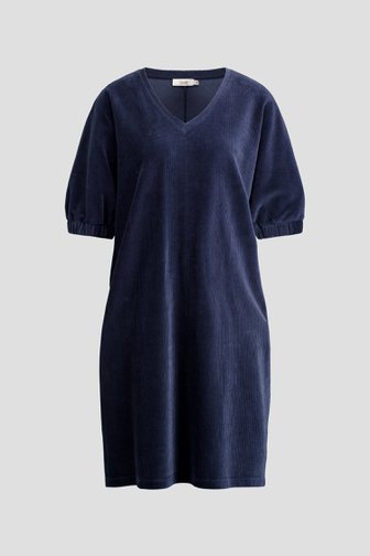 Le devant de Robe bleu foncé en velours côtelé de Libelle pour Femmes