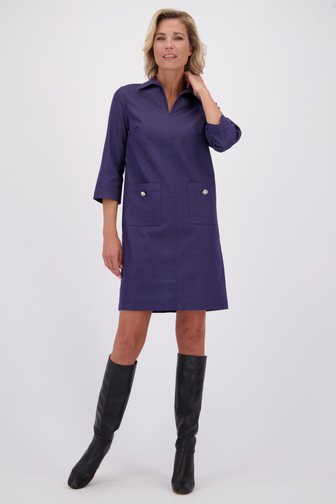 Le devant de Robe bleue à manches 3/4 de Claude Arielle pour Femmes