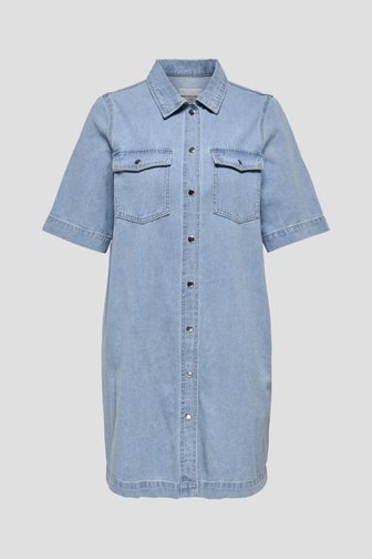 Robe en denim bleu avec des boutons pression de Only Carmakoma pour Femmes