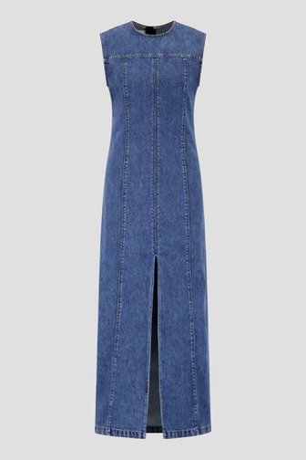Robe en denim bleu longue avec fente de Liberty Island Denim pour Femmes