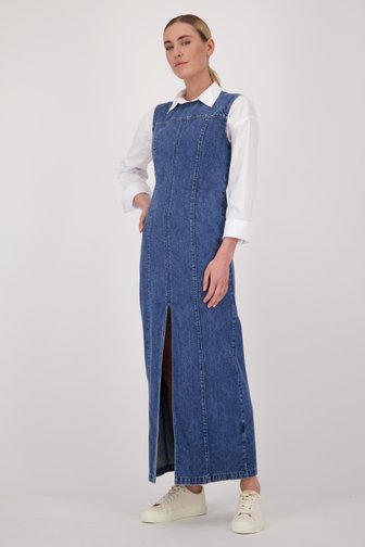 Robe en denim bleu longue avec fente de Liberty Island Denim pour Femmes