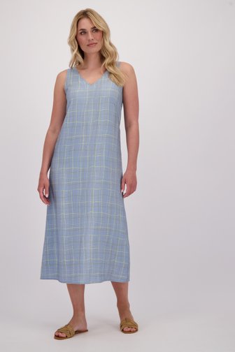 Le devant de Robe longue bleu clair à motif à carreaux de Libelle pour Femmes