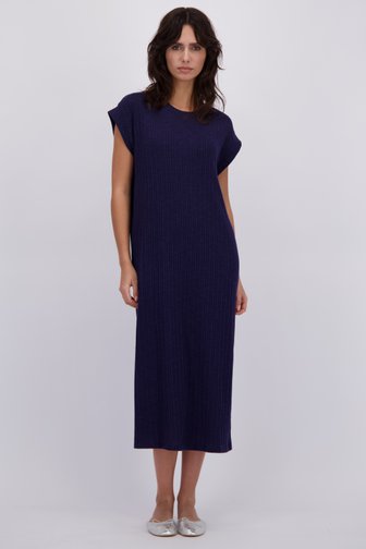 Le devant de Robe longue bleu foncé côtelée de Pieces pour Femmes