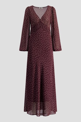 Le devant de Robe longue brune à motif pois de Louise pour Femmes
