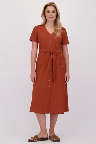 Le devant de Robe longue couleur rouille en lin de Liberty Loving nature pour Femmes