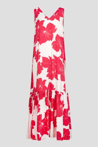 Le devant de Robe longue rouge et blanche avec fleurs de D'Auvry pour Femmes