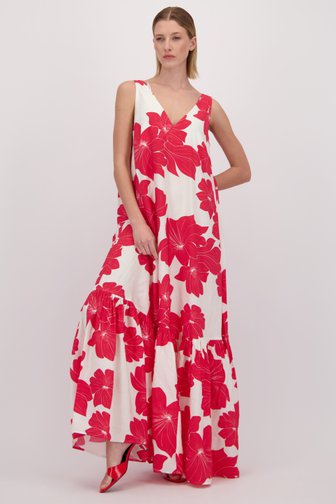 Le devant de Robe longue rouge et blanche avec fleurs de D'Auvry pour Femmes