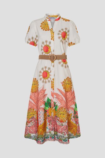 Le devant de Robe mi-longue jaune clair avec imprimé jungle de More & More pour Femmes