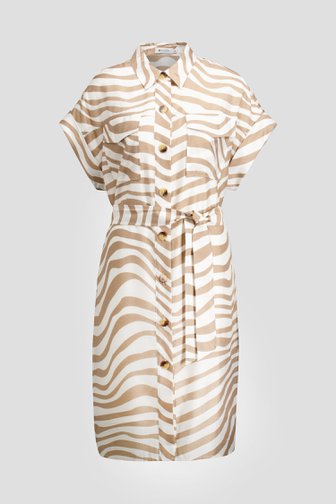 Le devant de Robe midi à imprimé zèbre beige de D'Auvry pour Femmes