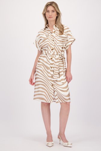 Le devant de Robe midi à imprimé zèbre beige de D'Auvry pour Femmes