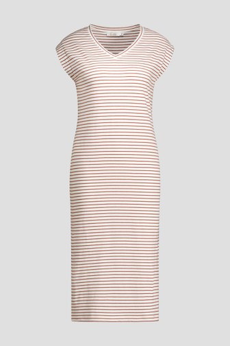 Photo produit 1 de Robe midi à rayures blanc-chocolat de Liberty Loving nature pour Femmes