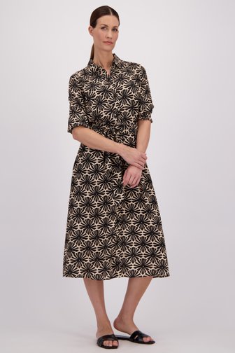 Robe midi beige avec imprimé floral noir de More & More pour Femmes