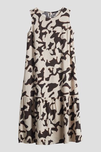 Robe midi beige clair avec imprimé brun de Opus pour Femmes