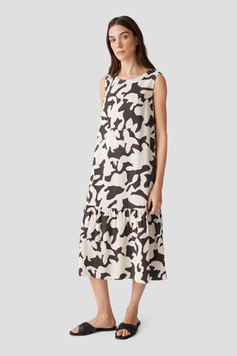 Robe midi beige clair avec imprimé brun de Opus pour Femmes
