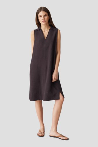 Le devant de Robe midi marron en lin de Opus pour Femmes