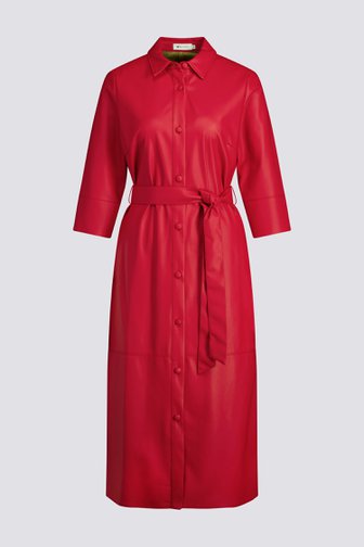 Le devant de Robe rouge effet cuir avec ceinture à nouer de D'Auvry pour Femmes