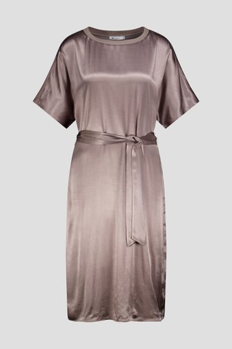 Photo produit 1 de Robe taupe en tissu satiné de D'Auvry pour Femmes