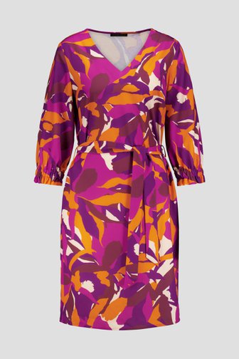 Robe violette-orange avec ruban à la taille de Claude Arielle pour Femmes
