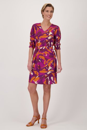 Robe violette-orange avec ruban à la taille de Claude Arielle pour Femmes