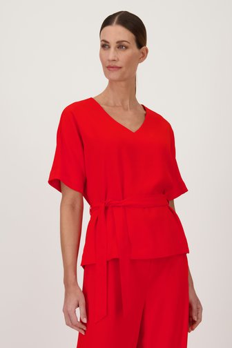 D'Auvry Rode blouse met striklint