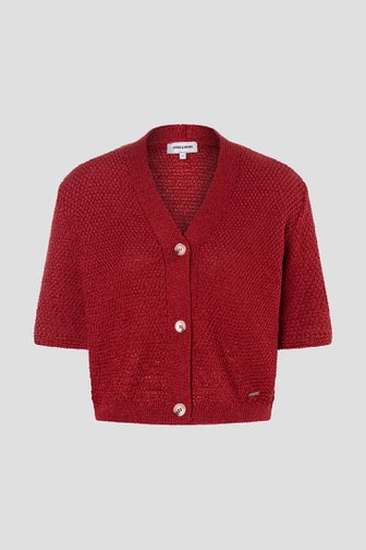 Productfoto 1 van Rode gebreide cardigan met korte mouw door More & More voor Dames