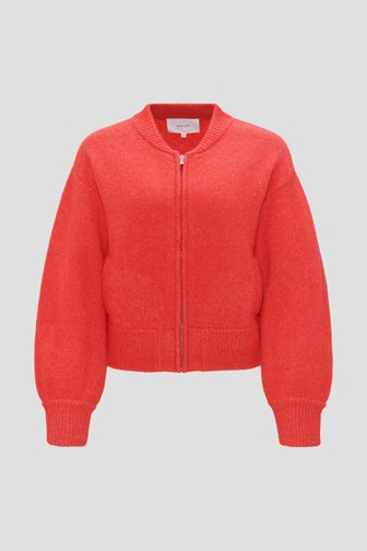 Rode gebreide vest in bomberstijl van Opus voor Dames