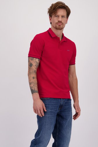 Voorkant van  Rode polo met donkerblauw accent door Sun68 voor Heren