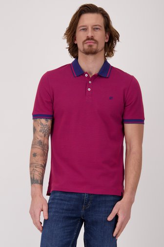 Rode polo met fijne blauwe print van Ravøtt voor Heren